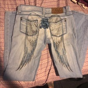 RARE sinful angel wing jeans